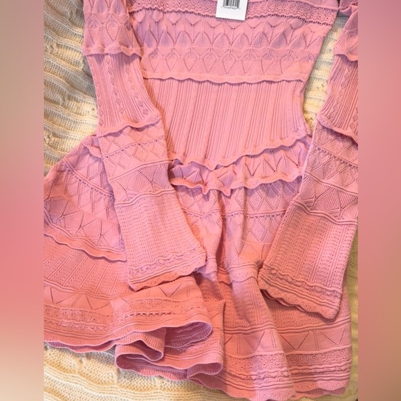 LOVESHACKFANCY Lavender Pointelle Knit Dress In Rose Clay, brand new with tags. - Picture 10 of 15
